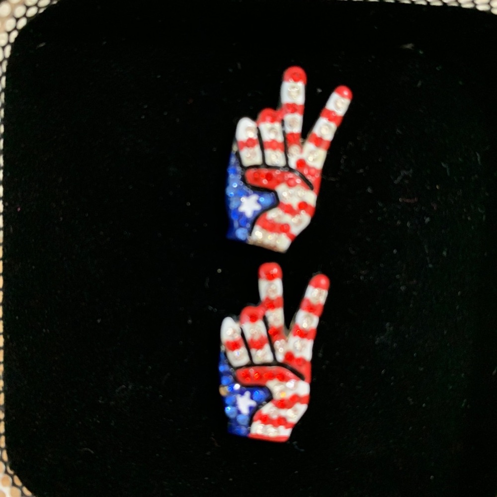American Flag Peace Sign Bling Cufflinks
